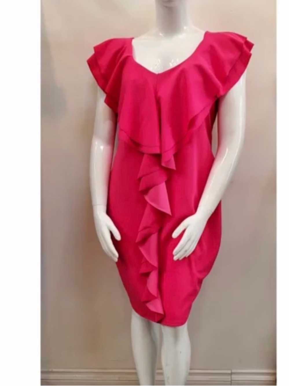 Women's Bright Pink Ruffle dress